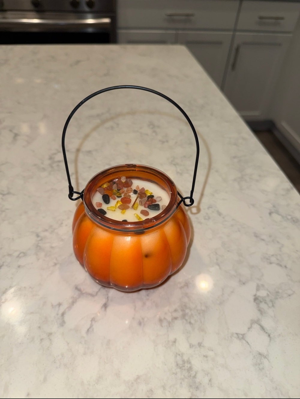 New Halloween Pumpkin Candle Jar with Crystals - Picture 4 of 6
